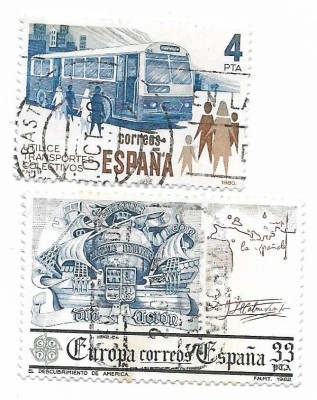 Spania - Marci diverse (2 buc.), 1980-1982 - obliterate foto