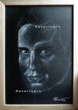 G3. Grafica in tehnica alb pe negru, Portretul lui Shlerlock Holmes, A4 inramat, Portrete, Pastel, Realism