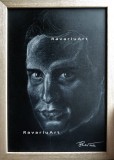 G3. Grafica in tehnica alb pe negru, Portretul lui Shlerlock Holmes, A4 inramat, Portrete, Pastel, Realism, RavariuArt