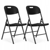 Set 2 scaune pliante 44x58x83 cm, structura metal si sezut HDPE, pliabile si usoare, negru Household NewTrend