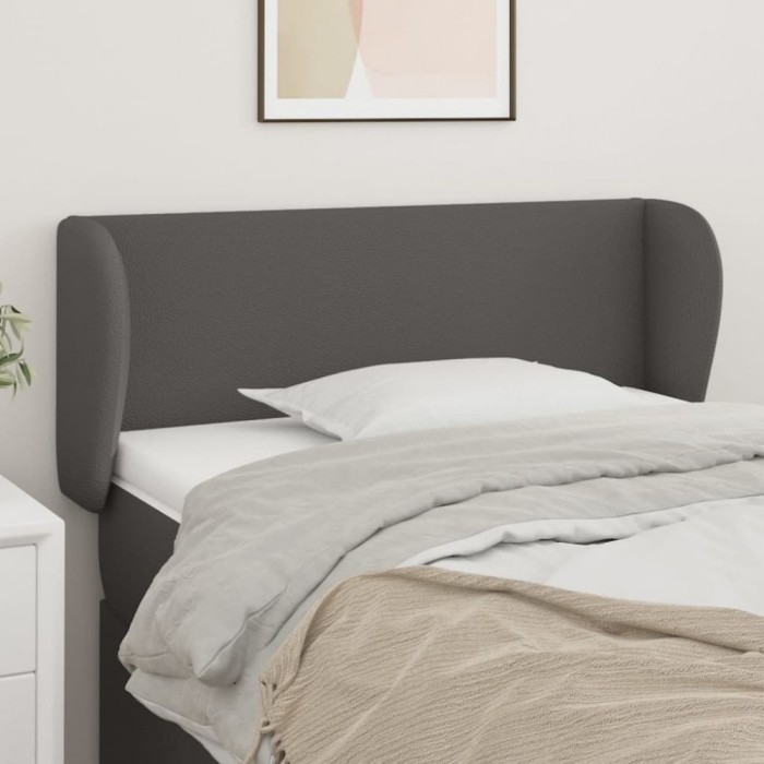 vidaXL Tăblie de pat cu aripioare gri 93x23x78/88 cm piele ecologică 3116946