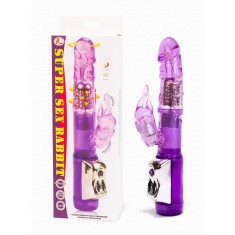 Super Sex - Vibrator iepuraș, mov, 21.5 cm