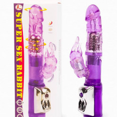 Super Sex - Vibrator iepuraș, mov, 21.5 cm