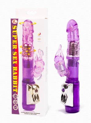 Super Sex - Vibrator iepuraș, mov, 21.5 cm foto