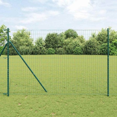 Gard Euro cu 7 St&amp;acirc;lpi, 1.6 x 10 m, din Oțel Galvanizat Verde foto