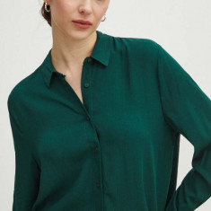 Medicine camasa femei, culoarea verde, cu guler clasic, regular