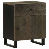 Noptiera Gossi neagra 50x33x60 cm, lemn masiv mango, cu usa si sertar, picioare metalice