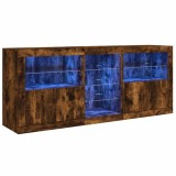 Cumpara ieftin Servanta cu lumini LED, stejar fumuriu, 181,5x37x67 cm