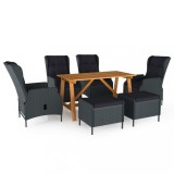vidaXL Set de masă pentru grădină, 7 piese, gri &icirc;nchis 3068785