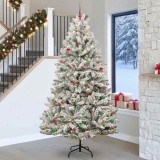 vidaXL Brad de Crăciun artificial Verde și alb 270 cm PVC și Metal 3395783