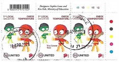 Singapore (1)-Campania combatere Corona-The Soaper5,2020-bloc x3 +margine, oblit foto