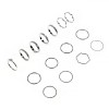 Set 15 Inele Argintii Tip Verighete cu Strass - Inele Damă Metalice Elegante