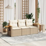 VidaXL Set canapele de grădină, 3 piese, cu perne, bej, poliratan 3258999