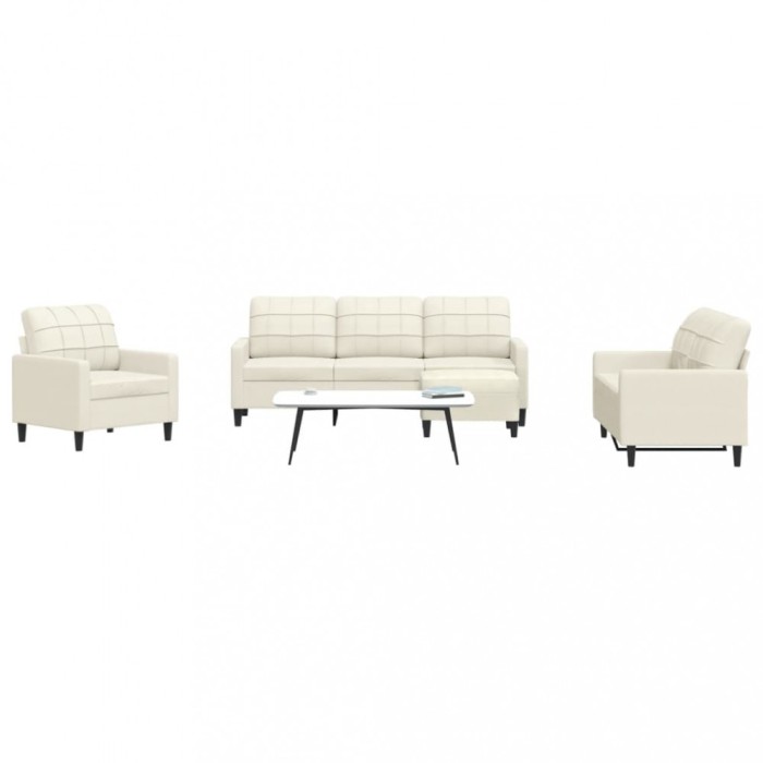vidaXL Set de canapele cu perne, 4 piese, crem, catifea