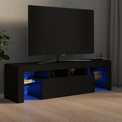 Comodă TV cu lumini LED, negru, 140x36,5x40 cm foto