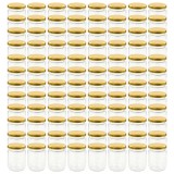 Borcane din sticla pentru gem, capace aurii, 96 buc., 230 ml
