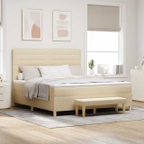 vidaXL Pat cu arcuri cu saltea cu headboard Crem 180 x 200 cm țesătură 3344245