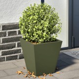 vidaXL Jardiniere Gradina Otel Verde Masliniu 30x30x30cm (2 Bucati) Ghivece Flori Exterior Interior