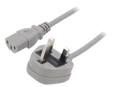 Cablu Alimentare 1.5m Gri 3x0.75mm2 BS 1363 la IEC C13 foto