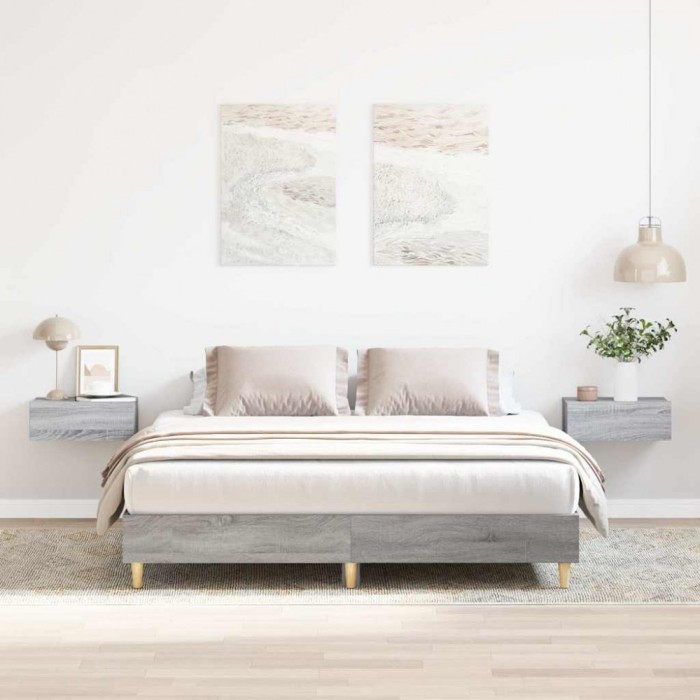 vidaXL Cadru de pat fără saltea Gri Sonoma 150x200 cm Lemn prelucrat 3328713