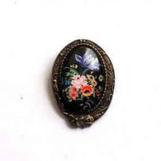 Brosa ovala cu model floral, bijuterie cadou femei 32276