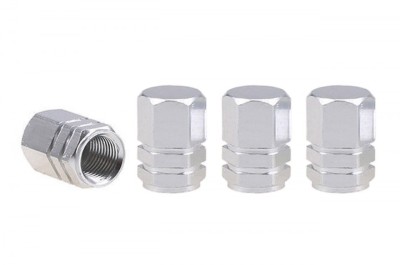 Set capacele auto pentru ventil hexagon argintiu 4 buc foto