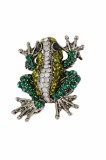 Brosa vintage broscuta cu cristale verzi