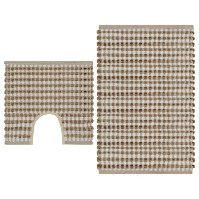 vidaXL Set covoraș de baie lucrat manual, natural și alb, iută textil 133219