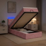 Cumpara ieftin Pat Ottoman cu Saltea si LED Roz 100 x 200 cm Catifea