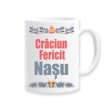 Cana alba personalizata Craciun Fericit Nasu, INOVATIX&reg;️. 330ml, Oem