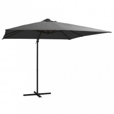 vidaXL Umbrelă suspendată cu LED, stâlp din oțel, antracit, 250x250 cm