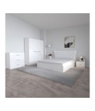 Dormitor Dante, 4 Piese, Pat Dante 160 X 200, 2Noptiere, Dulap Mirela Alb, Culoare Alb + Comoda Alice 3 sertare