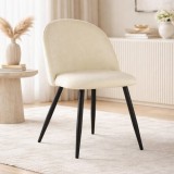 Scaun Bucatarie Living Artool Bello Catifea Bej Picioare Metal Negru Dining