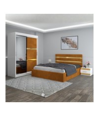 Dormitor Clio Caramiziu Cu Dulap Tapitat 140x200cm
