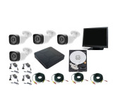 Cumpara ieftin Kit 4 camere supraveghere 2MP FullHD + DVR 4 canale 5MP + Monitor LED 18.5 inch + Surse + Cablu sertizat + HDD 500GB