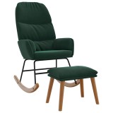 Scaun balansoar cu suport picioare, verde inchis, catifea