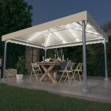 Pavilion cu siruri lumini LED, crem, 400x300 cm, aluminiu