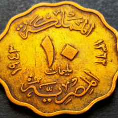 Moneda istorica 10 MILLIEMES - EGIPT, anul 1943 *cod 695