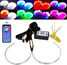 Set 2 benzi LED Devil Eyes RGB multicolore cu aplicatie de pe telefonul mobil DEVIL-RGB02 foto
