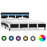 Cumpara ieftin Cadru de pat cu LED, negru, 160 x 200 cm, piele ecologica