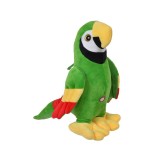 Papagal din plus cu sunet, 34 cm, Verde, ATU-089155, Oem