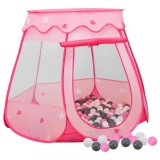 Cort Joaca Copii cu 250 Bile Roz 102cm vidaXL Casuta Interior Portabil
