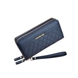 Portofel lung dublu pentru dama, fashion clasic, - Negru