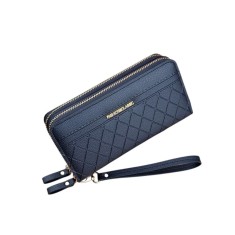 Portofel lung dublu pentru dama, fashion clasic, - Negru