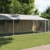 Cușcă c&acirc;ini cu acoperiș și uși, gri, 8x2x2 m, oțel galvanizat