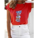 Tricou Rosu din Bumbac cu Imprimeu Colorat