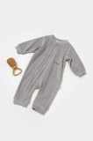 Cumpara ieftin Salopeta Elefant cu maneca lunga din 80%bumbac organic si 20% poliester - Gri, BabyCosy (Marime: 3-6 Luni)