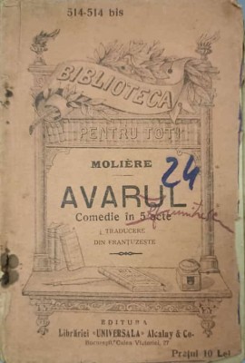 AVARUL. COMEDIE IN 5 ACTE-MOLIERE foto