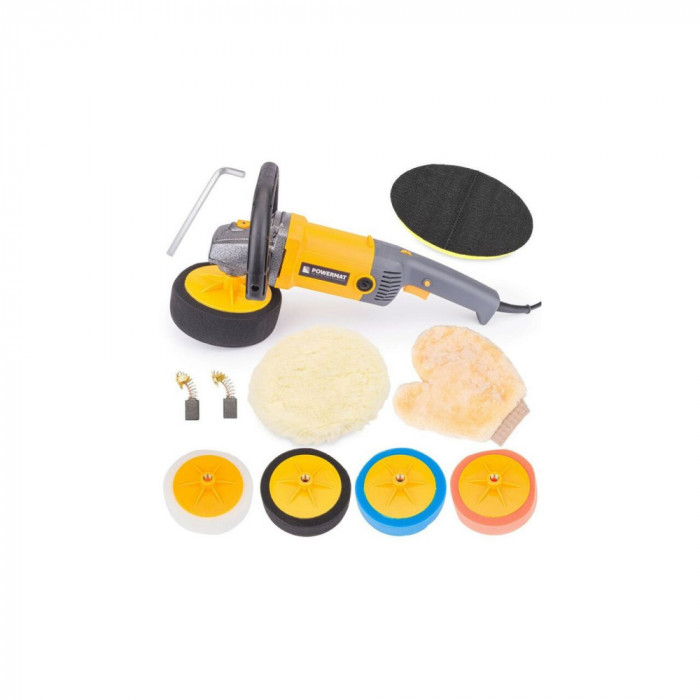 Set masina pentru polisat auto, flex polis auto cu accesorii, bureti 180mm 2600 W, Powermat