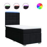 Cumpara ieftin Pat box spring cu saltea, negru, 90x190 cm, textil